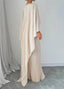 Women’s Wedding Guest Pleated Cape Sleeve Maxi Dress