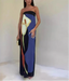 Women's Strapless Printed Summer Party Maxi Dress