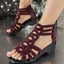 Women's Beaded Cutout Gladiator Wedge Sandals