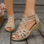 Women's Beaded Cutout Gladiator Wedge Sandals