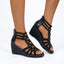 Women's Beaded Cutout Gladiator Wedge Sandals