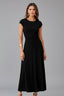 Women's Classic High Waist Cap Sleeve Midi Dress