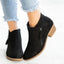 Women's Classic Side-Zip Almond-Toe Low Block-Heel Ankle Boots