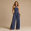 Women's Cross-Halter Neck Wide-Leg with Pockets Sleeveless Jumpsuit