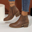 Women's Cutout with Side Zip and Low Block Heel Ankle Boots