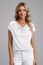 Women's Elegant Draped Cowl Neck Short Sleeve Blouse