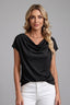 Women's Elegant Draped Cowl Neck Short Sleeve Blouse