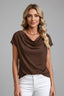 Women's Elegant Draped Cowl Neck Short Sleeve Blouse