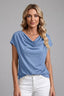 Women's Elegant Draped Cowl Neck Short Sleeve Blouse