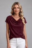 Women's Elegant Draped Cowl Neck Short Sleeve Blouse
