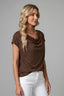 Women's Elegant Draped Cowl Neck Short Sleeve Blouse