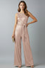Women's Elegant Sequin Belted Wide Leg Jumpsuit