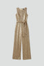 Women's Elegant Sequin Belted Wide Leg Jumpsuit
