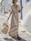 Women's Elegant Striped Twist Front Summer Maxi Dress