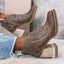 Women's Embroidered Studded-Toe Block-Heel Western Ankle Boots