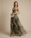 Women's Floral Print Tulle Strapless Maxi Dress