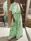 Women's Floral Two Piece Top And Wide Leg Pants Set