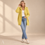 Women's Hooded Open-Front Longline with Ribbed Cuffs Cardigan