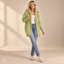 Women's Hooded Open-Front Longline with Ribbed Cuffs Cardigan