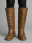 Women's Mid-Calf Square-Toe Pull-On Low Block-Heel Western Boots