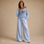 Women's Open-Knit Off-Shoulder Top Wide-Leg Trousers Two-Piece Set