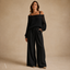 Women's Open-Knit Off-Shoulder Top Wide-Leg Trousers Two-Piece Set