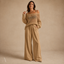 Women's Open-Knit Off-Shoulder Top Wide-Leg Trousers Two-Piece Set