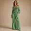 Women's Open-Knit Off-Shoulder Top Wide-Leg Trousers Two-Piece Set