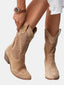 Women's Perforated Knee-High Side-Zip Block-Heel Western Boots
