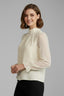 Women's Pleated Mock Neck Neckline Sheer Sleeve Blouse