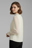 Women's Pleated Mock Neck Neckline Sheer Sleeve Blouse