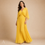 Women's Pleated V-Neck Cape-Sleeve Empire-Waist Flowy Maxi Dress