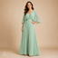 Women's Pleated V-Neck Cape-Sleeve Empire-Waist Flowy Maxi Dress