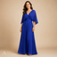 Women's Pleated V-Neck Cape-Sleeve Empire-Waist Flowy Maxi Dress