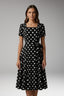 Women's Polka Dot Square Neck Tie Waist Midi Dress