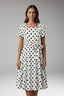 Women's Polka Dot Square Neck Tie Waist Midi Dress