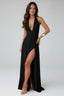 Women's Prom Deep V-Neck Halter Slit Maxi Dress