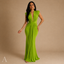 Women's Prom Draped Deep V-Neck Sleeveless Bodycon Maxi Dress