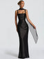 Women's Prom Night Sleeveless Ruched Cowl Neck Maxi Dress