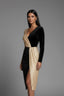 Women's Prom Sequin Colorblock Wrap Slit Midi Dress