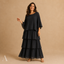 Women's Relaxed Round-Neck Flutter-Sleeve Tiered Ruffle Maxi Dress