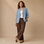 Women's Relaxed Three-Button Notch-Lapel Lightweight Blazer Jacket