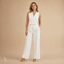 Women's Sleeveless V-Neck Lapel Tie-Waist Wide-Leg Jumpsuit