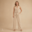 Women's Sleeveless V-Neck Lapel Tie-Waist Wide-Leg Jumpsuit