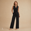 Women's Sleeveless V-Neck Lapel Tie-Waist Wide-Leg Jumpsuit
