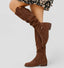 Women's Slouchy Knee-High Round-Toe Side-Zip Low-Heel Boots