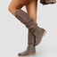 Women's Slouchy Knee-High Round-Toe Side-Zip Low-Heel Boots