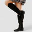 Women's Slouchy Knee-High Round-Toe Side-Zip Low-Heel Boots