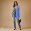 Women's Structured Open-Front Lightweight Tailored Blazer Jacket