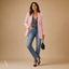Women's Structured Open-Front Lightweight Tailored Blazer Jacket